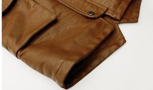 Manteaux d'hiver pour enfants Veste de moto réversible en faux cuir PU à capuche pour garçon avec fermeture à glissière Veste polaire confortable pour garçons - Product Image 5