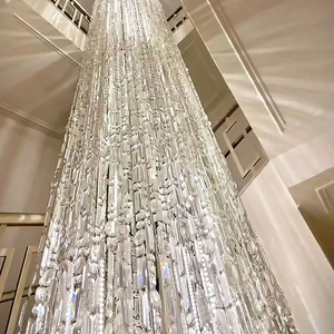 Lampadario Moderno Personalizzato OEM per Lobby di Hotel e Villa, Grande Lampada a Sospensione in Cristallo per Scale - Product Image 6