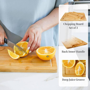 Sopewod Bộ 3 miếng tre thớt đặt thớt Hữu Cơ tre hình chữ nhật thu nhỏ bọc bền vững cắt khối - Product Image 3