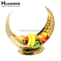 Huadison Autres fournitures pour hôtels et restaurants Présentoir de décoration en or martelé Présentoir à fruits en acier inoxydable