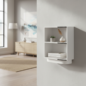 Mensola da parete Sunique 33x15x85 cm, scaffale portaoggetti in plastica a tre livelli, design minimalista per l'organizzazione del soggiorno - Product Image 3