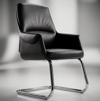 Chaise de visiteur ergonomique Yifan pour bureau, avec revêtement en cuir PU, structure en bois, base en alliage d'aluminium, pour salles de réunion et écoles, design moderne