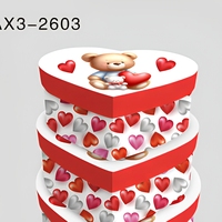 Caja de Regalo de Papel con Forma de Corazón, 3 Piezas, Linda Caja de Cartón con Patrón de Osito y Corazón para Empacar Regalos de Chocolate de San Valentín