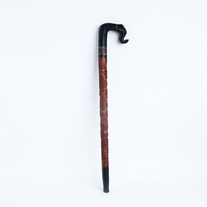 Polished Wooden Carved Antique Imitation Eco-Friendly Walking <b>Stick</b> in Brown and Black Made in India for Elderly Women and Men - Product Image 1