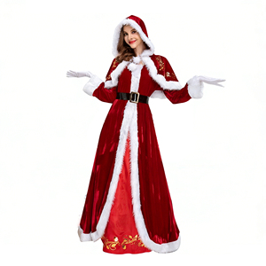 Costume <span class=keywords><strong>da</strong></span> Babbo <span class=keywords><strong>Natale</strong></span> Unisex per Adulti, Outfit per Cosplay Rosso e Bianco, Set per Feste Natalizie e Spettacoli - Product Image 4
