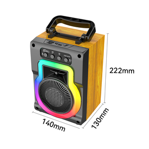 SING-E ZQS14102 Haut-parleur karaoké en bois de 4 pouces avec lumières RGB, Bluetooth, micro sans fil TWS, parfait pour <span class=keywords><strong>les</strong></span> divertissements en plein air - Product Image 3