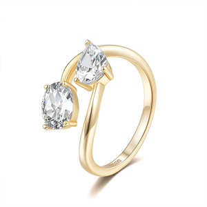 S925 Silver <b>Two</b> <b>Stone</b> Oval Cut Moissanite Open Engagement <b>Ring</b> 2026 Romantic Women Finger Jewelry Accessory - Product Image 1
