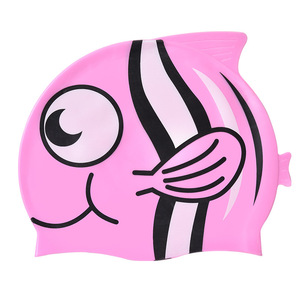 Bonnet de bain en silicone pour enfants, motif poisson-clown rose, imperméable et confortable pour garçons et filles - Product Image 1