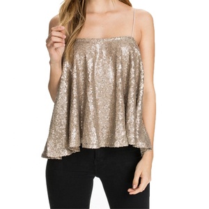 Girocollo manica corta crop top di <span class=keywords><strong>paillettes</strong></span> <span class=keywords><strong>camicetta</strong></span> per le donne abbigliamento - Product Image 3