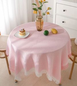 2025 New Customizable Waffle Cotton Hemp High Quality <strong>Table</strong> <strong>Cloth</strong> Round and Long <strong>Table</strong> Tassel Tablecloth - Product Image 6
