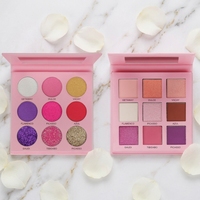 9-Farben-Palette in Pink mit Glitzer-Lidschatten, Individuelles Logo, Kühle Töne, Matte Lidschatten-Palette mit Eigenmarke