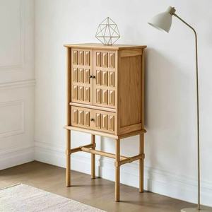 Scandinavian Solid Wood <b>Tall</b> Cabinet with Raised Panel Doors and Drawer Modern Living Room <b>Storage</b> Furniture - Product Image 1