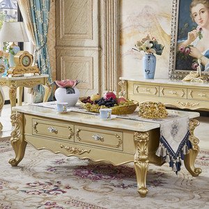 Роскошный кофейный столик в Европейском стиле, комбинированный шкаф для телевизора, деревянный мрамор французского шампанского в американском стиле для гостиной - Product Image 3