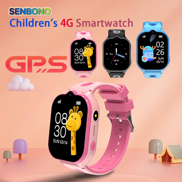 SENBONO LT52E Kids Watch 950mAh Battery IP67 Waterproof OLED Video Chat GPS Location Tracking Historical Tracking 4G Smartwatch