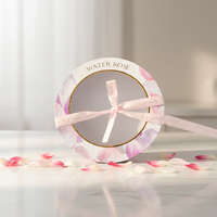 Boîte cadeau élégante en papier couché, personnalisée, de haute qualité, ronde, avec motif de rose, pour la Saint-Valentin
