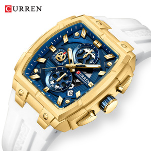 CURREN 8488 Orologi da Uomo di Lusso, Orologio da Polso al Quarzo Quadrato, Impermeabile, Luminoso, Cronografo con Data - Product Image 6
