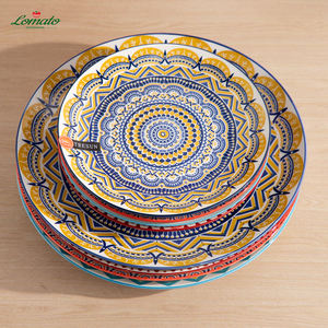 Plato Hondo y Poco Profundo LOMATO Ecológico de Porcelana Esmaltada, Pintado a Mano con Esmalte de Colores, Estilo Bohemio, 7.5 y 10.5 Pulgadas - Product Image 4