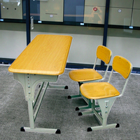 Meubles scolaires de haute qualité en panneaux MDF mélaminés, bureau double et chaise en PE, table d'apprentissage pour enfants en classe, pour les élèves