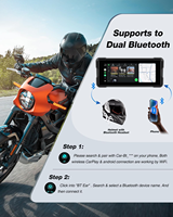 Kamera Dasbor Pintar Motor 6.86" Nirkabel CarPlay Android Auto Dual Bluetooth Tahan Air Layar Sentuh IPS GPS Navigasi