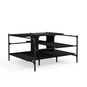 Tavolino da Caffè in Legno Ingegnerizzato Nero con Struttura in Acciaio Verniciato a Polvere, Design Moderno per Arredamento Soggiorno - Product Image 1