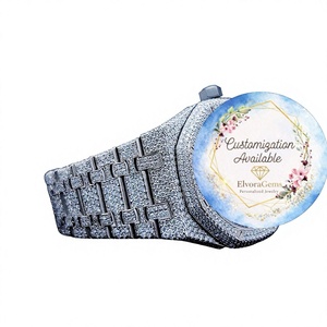 Reloj Inteligente ElvoraGems Unisex de Moda con Caja de Moissanita, Correa de Acero Inoxidable con Gemas, Personalización Disponible, 42 mm, Resistente al Agua 10 Bar - Product Image 1