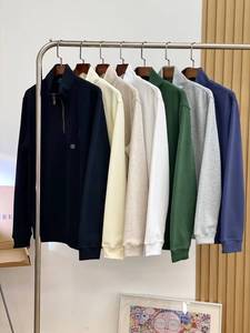 Maglione da uomo con logo personalizzato in pile di <span class=keywords><strong>cotone</strong></span> con mezza Zip di alta qualità felpa da uomo - Product Image 2