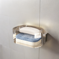 Boîte à savon murale en plastique de luxe légère éponge ventouse crochets en métal Drainage non perforé pour la maison salle de bain salon