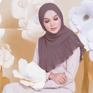 Écharpe longue et turban en mousseline de soie plissée, vente directe d'usine, couleur unie, à bulles, dubaï, Hijab pour femmes, nouvelle collection