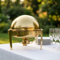 Ensemble de réchauds de luxe à couvercle roulant, chauffe-plats commerciaux en acier inoxydable pour buffet avec supports à combustible, équipement de restauration