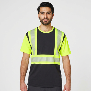 Hi <b>Vis</b> Reflective Cotton <b>T</b> <b>Shirt</b> for Men <b>High</b> Visibility Safety Work-wear <b>Shirt</b> Lightweight <b>T</b>-<b>Shirts</b> for Construction Road Work - Product Image 1