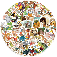 50 autocollants en vinyle imperméables en PVC à motifs d'animaux de dessin animé pour la lecture, le graffiti DIY, la décoration d'ordinateurs portables, de guitares et de bagages pour adolescents et adultes
