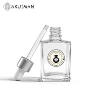 Flacon compte-gouttes carré en verre vide, flacon transparent pour sérum, bouchon doré, argenté ou noir, emballage cosmétique en gros