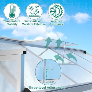 Invernaderos Grandes <span class=keywords><strong>de</strong></span> Aluminio para Exteriores <span class=keywords><strong>de</strong></span> 6x10 Pies, Invernaderos Resistentes <span class=keywords><strong>de</strong></span> Policarbonato con Puerta para Jardín o Patio - Product Image 3