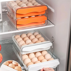 1pcs Refrigerator <b>egg</b> <b>storage</b> box drawer type crisper kitchen <b>egg</b> carton tray can be stacked double-layer <b>egg</b> shelf - Product Image 6
