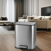 Poubelle à pédale rectangulaire à fermeture en douceur 5L seau de stockage en acier inoxydable pour déchets ménagers