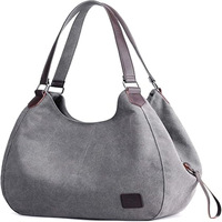 Sac fourre-tout en toile pour femme, 16 oz, coton lourd, multi-poches avec fermeture éclair, pour les trajets quotidiens, les activités de plein air et le quotidien