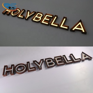 Lettres en relief rouillées, enseigne métallique industrielle vintage personnalisée avec lettrage acrylique éclairé par l'avant - Product Image 3