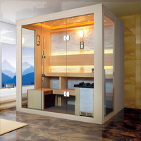 Kabin Sauna Kayu Cedar Hemlock Elektrik Tradisional dengan Tungku Batu, Ukuran Besar untuk Penggunaan Luar Ruangan, Ruang Uap, Sauna Kering