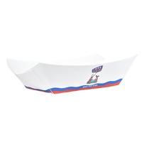 Plateau en papier en forme de bateau, personnalisé avec logo rose, jetable, en kraft blanc enduit de PE, 10 oz, 23 oz, pour la restauration rapide, les frites, les collations