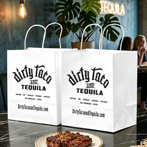 Custom Printed Logo Eco-Friendly Recyclable White Kraft Paper <b>Bags</b> for Sandwiches Restaurants <b>Snacks</b> Tacos - Product Image 6