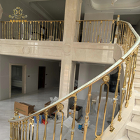 Escalier Meixi haut de gamme sur mesure, garde-corps moderne en aluminium, balustres en verre, colonnes en laiton massif motif tournesol, pour escalier résidentiel 1