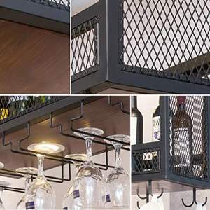 Porte-bouteilles mural, support de bouteilles suspendu au <span class=keywords><strong>plafond</strong></span>, étagères flottantes en bois pour la décoration de la maison - Product Image 4