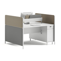 Poste de travail de bureau individuel moderne en bois avec cloison de séparation pour employé, ensemble de mobilier de bureau blanc, vente en gros
