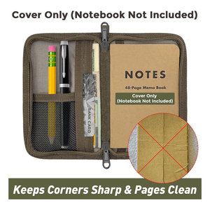 Water Resistant Waxed Canvas Notebook Cover with Pen Holder Journal Cover for Field Notes &amp; <strong>Moleskine</strong> Cahier with YKK Zipper - Product Image 4