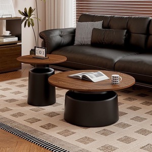 Tavolino da Tè Rotondo in Legno Massello Stile Vintage per Piccoli Appartamenti: Tavolino Laterale Retrò e Minimalista per il Soggiorno - Product Image 5