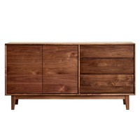 Buffet en bois de noyer noir nordique - Meuble de rangement d'entrée de style japonais simple pour salon et table à thé domestique