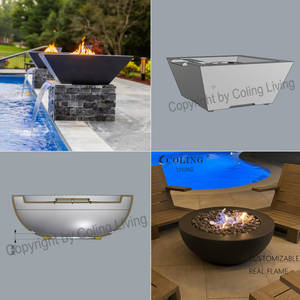 007 Table de jardin extérieure luxueuse en fibre de verre en béton Table de foyer au <span class=keywords><strong>propane</strong></span> Table de foyer moderne en verre - Product Image 2