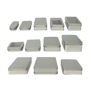 Hình Chữ Nhật Nhỏ Có Thể Tái Chế Kim Loại Hộp Thiếc Với Bản Lề Nắp Cho Snack Bánh Sô Cô La Kẹo Bạc Hà Trả Tiền Thẻ Poker Bao Cao Su Lưu Trữ - Product Image 4