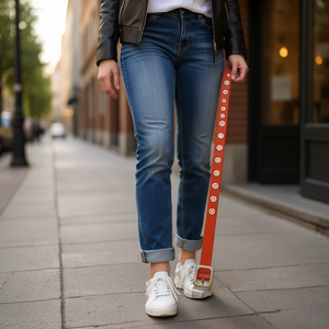 Cinture in pelle PU con fibbia quadrata da 2,5 cm e occhielli per un look alla moda - Product Image 1