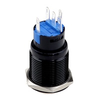 Interrupteur à bouton-poussoir en métal étanche et anti-explosion, 19 mm, tête ronde plate noire, 220 V, éclairage RVB